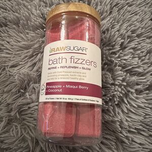 Bath Fizzers Raw Sugar Pineapple Maqui Berry Coconut 8ct Jar 16 Oz  Vegan